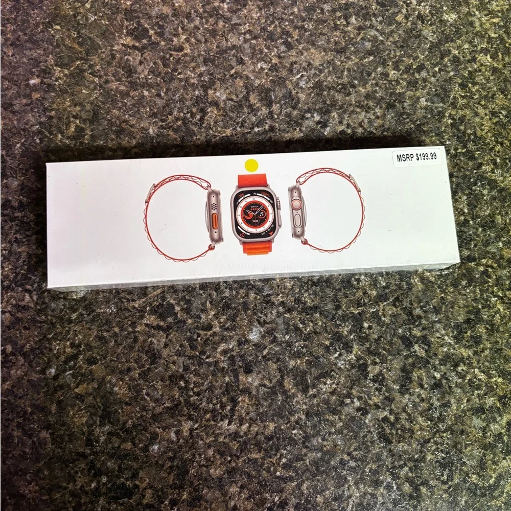 Smartwatch with i believe yellow band.